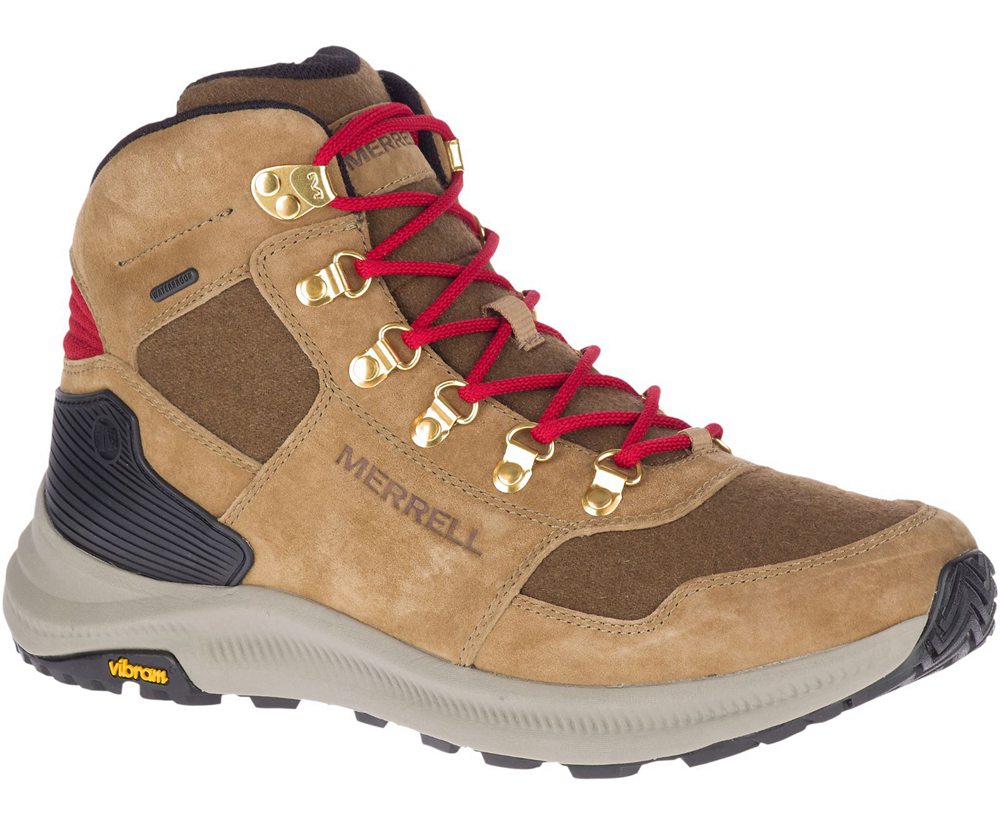 Merrell Boots Brown - Ontario 85 Wool Mid Waterproof - Mens 38ILFGMTB